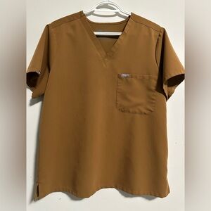 Figs Tan V-Neck Blouse